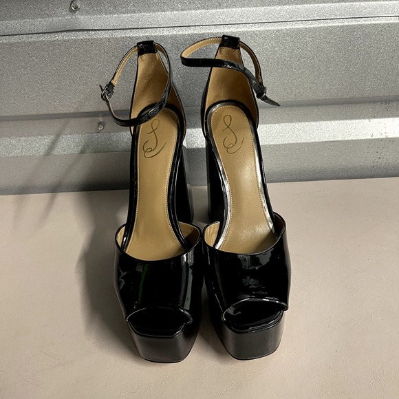 Sam Edelman Women's Black Patent Metallic Peep Toe Kori Platform Heel Sandal 9.5 - Picture 3 of 9